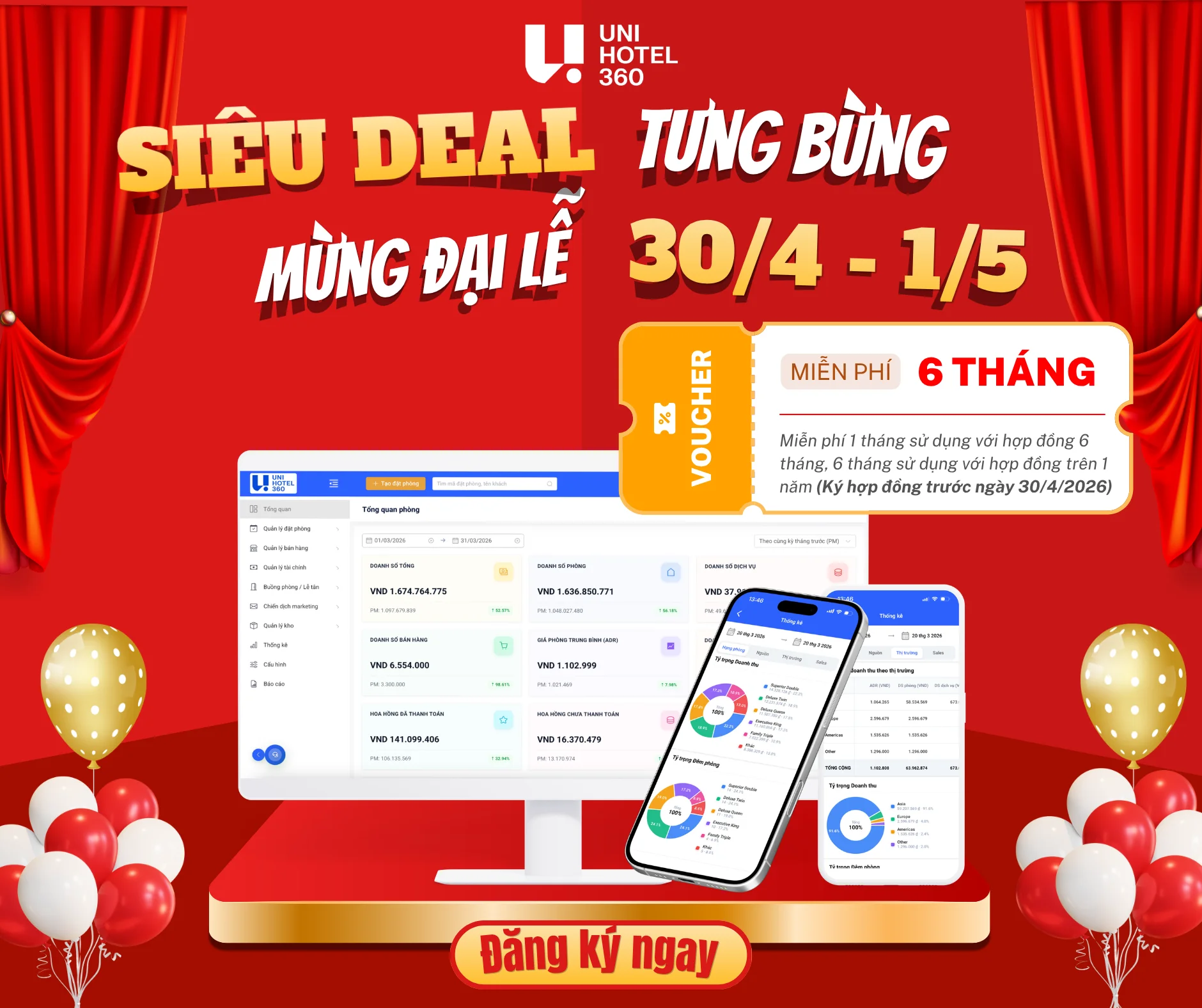 Siêu Deal 30/4 - Phần mềm quản lý khách sạn All-in-One chỉ từ 1$/phòng